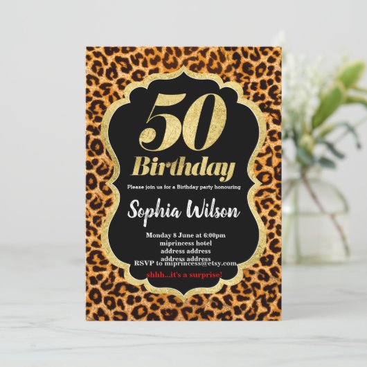 Invitation du poster de animal Leopard (Debout devant)