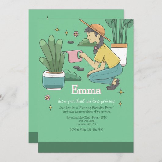 Invitation du pouce vert (Devant / Derrière)