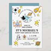 Invitation du premier anniversaire de l'astronaute (Devant / Derrière)