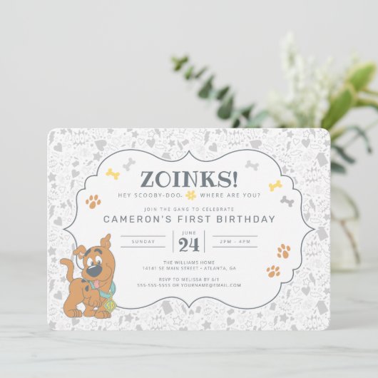 Invitation du premier anniversaire de Scooby-Doo (Debout devant)
