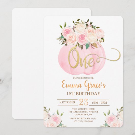 Invitation du premier anniversaire du Citrouille f (Devant / Derrière)