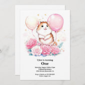 Invitation du premier anniversaire du hamster (Devant / Derrière)