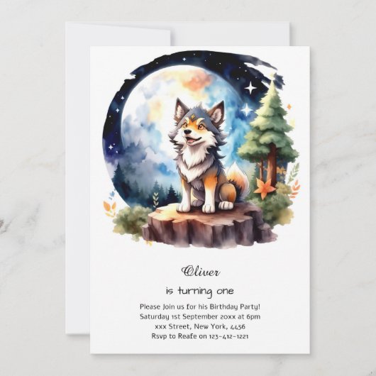 Invitation du premier anniversaire du loup (Devant)