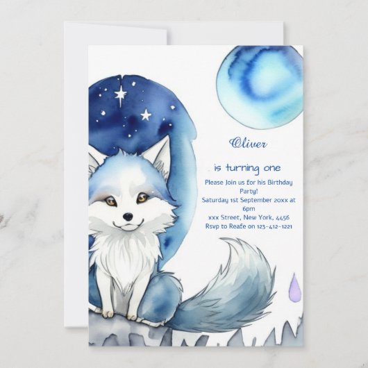 Invitation du premier anniversaire du loup (Devant)