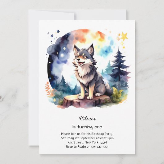 Invitation du premier anniversaire du loup (Devant)