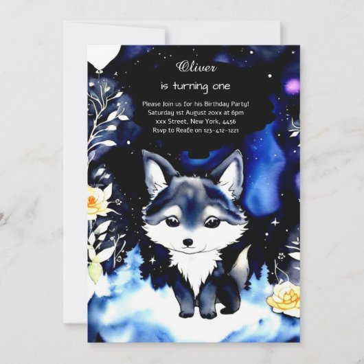 Invitation du premier anniversaire du loup (Devant)