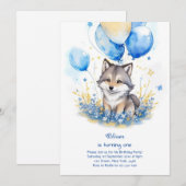 Invitation du premier anniversaire du loup (Devant / Derrière)