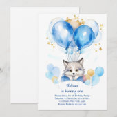 Invitation du premier anniversaire du loup (Devant / Derrière)