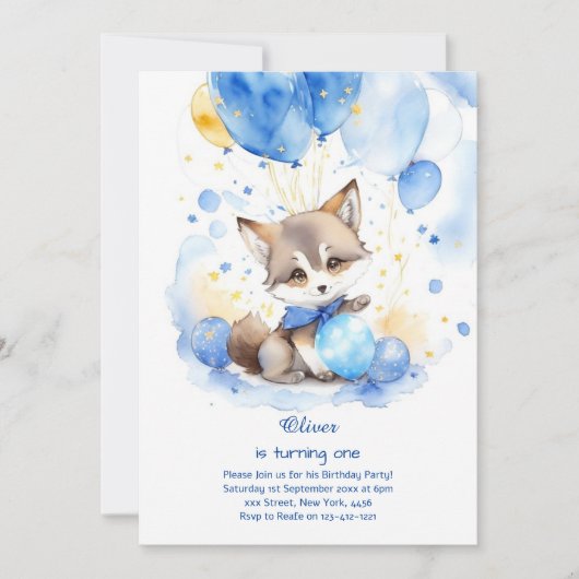 Invitation du premier anniversaire du loup (Devant)