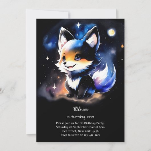 Invitation du premier anniversaire du loup (Devant)