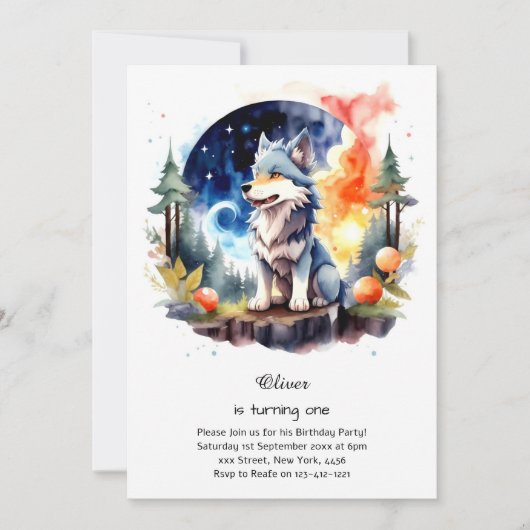 Invitation du premier anniversaire du loup (Devant)