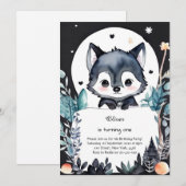Invitation du premier anniversaire du loup (Devant / Derrière)