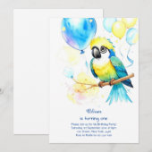 Invitation du premier anniversaire du perroquet (Devant / Derrière)