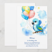 Invitation du premier anniversaire du perroquet (Devant / Derrière)