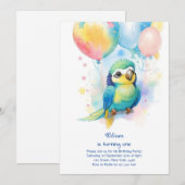 Invitation du premier anniversaire du perroquet (Devant / Derrière)