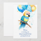 Invitation du premier anniversaire du perroquet (Devant / Derrière)