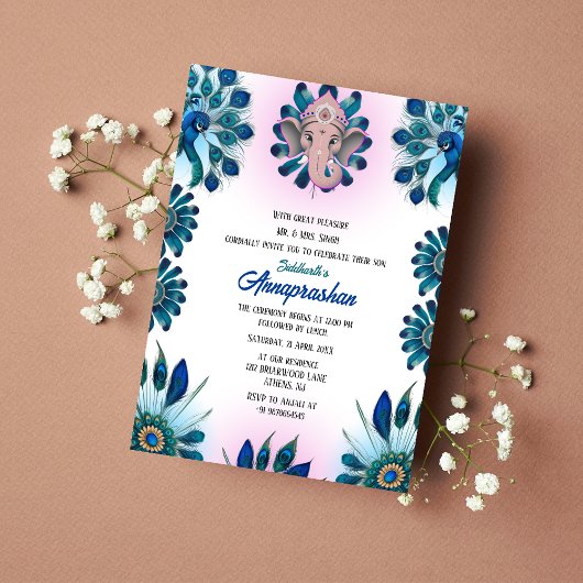 Invitation du premier riz "Annaprashan" indien Pea