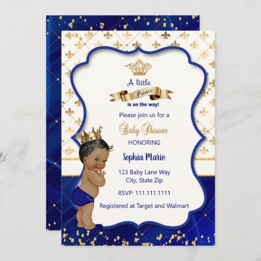 Invitation du Prince Baby shower, Petit Prince (Devant / Derrière)