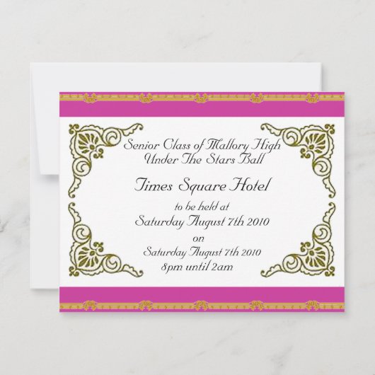 Invitation du Prom Party (Dos)