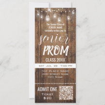 Invitation du Prom Rustic Ticket Party