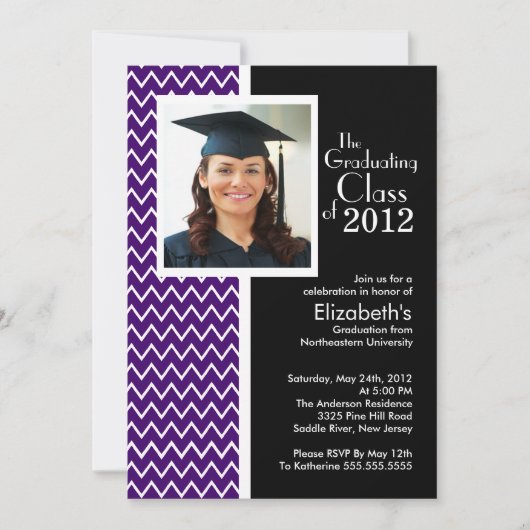 Invitation du Purple Chevron Photo Graduation Part (Devant)