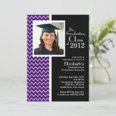 Invitation du Purple Chevron Photo Graduation Part (Debout devant)