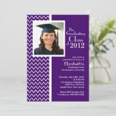 Invitation du Purple Chevron Photo Graduation Part (Debout devant)