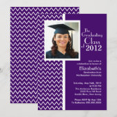 Invitation du Purple Chevron Photo Graduation Part (Devant / Derrière)