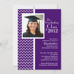 Invitation du Purple Chevron Photo Graduation Part