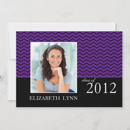 Invitation du Purple Chevron Photo Graduation Part (Devant)