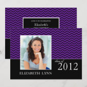 Invitation du Purple Chevron Photo Graduation Part (Devant / Derrière)