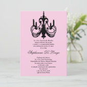 Invitation du Quinceanera, chandelier rose 5x7 (Debout devant)