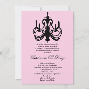 Invitation du Quinceanera, chandelier rose 5x7