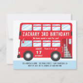 Invitation du Red London Bus Anniversaire de enfan (Devant)