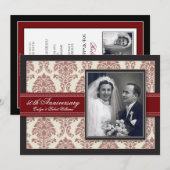 Invitation du Red Ribbon Damask Anniversary Party (Devant / Derrière)