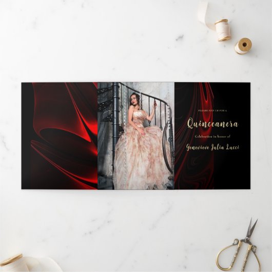 Invitation du Red Satin Quinceanera Party (Extérieur)