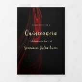 Invitation du Red Satin Quinceanera Party (Page de couverture)