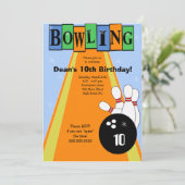 Invitation du Retro Blue & Orange Birthday Bowling (Debout devant)