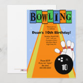 Invitation du Retro Blue & Orange Birthday Bowling (Devant / Derrière)