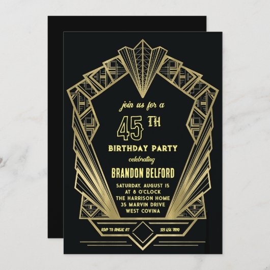 Invitation du réveillon du Gatsby (Devant / Derrière)