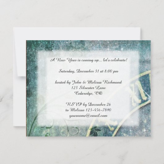 Invitation du réveillon du Nouvel An (Dos)