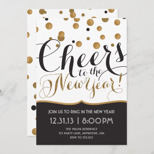 Invitation du réveillon du Nouvel An (Devant / Derrière)