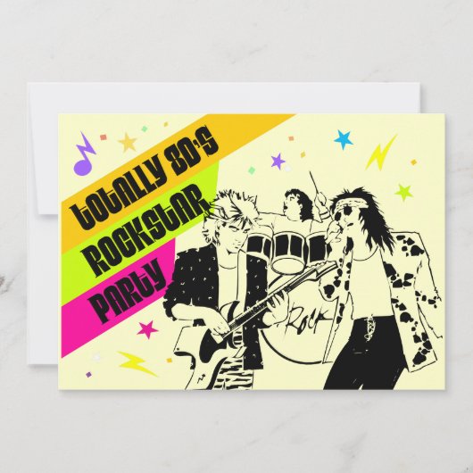 Invitation du Rockstar Party des années 80 (Devant)