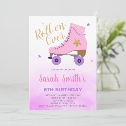 Invitation du Roller Party de filles modifiables (Debout devant)