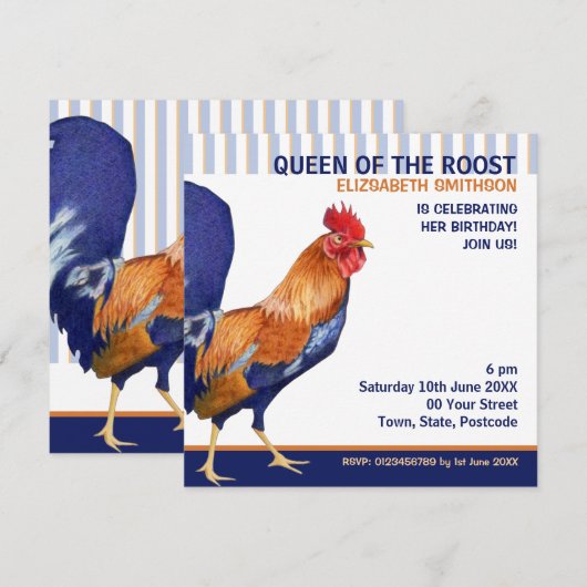 Invitation du Rooster Stripes Party (Devant / Derrière)