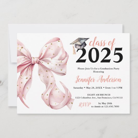 Invitation du Rose de glamour Gold Bow (Devant)