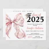 Invitation du Rose de glamour Gold Bow (Devant / Derrière)