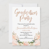 Invitation du rose Gold Graduation Party (Devant)