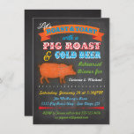 Invitation du rôti de porc Chalkboard<br><div class="desc">Invitation à la fête "rôti et toast" de porc rustique et coloré sur un arrière - plan de tableau de bord. Comprend une peinture orange,  pelée,  cochon,  bannière et des polices amusantes. Idéal pour les dîners de répétition,  anniversaires,  réunions de famille ou tout événement de rôti de porc.</div>