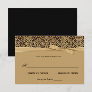 Invitation du ruban or Empreinte de léopard RSVP